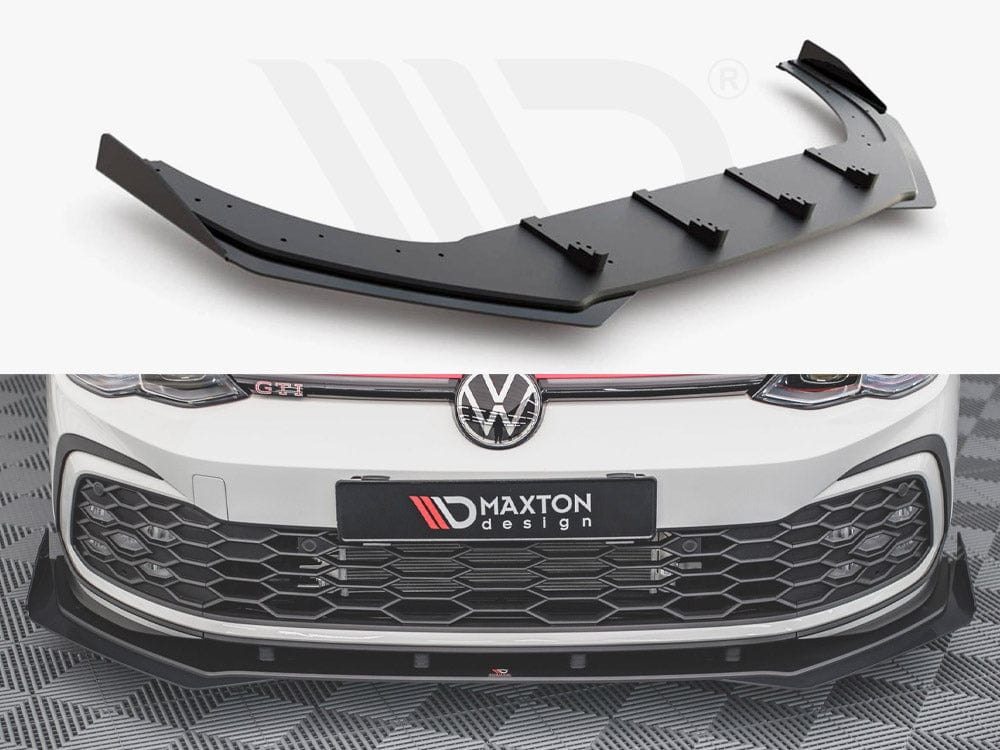 Maxton Design Black + Gloss Flaps Racing Durability Front Splitter + Flaps VW Golf 8 GTI / R-Line 2020- Maxton Design SR