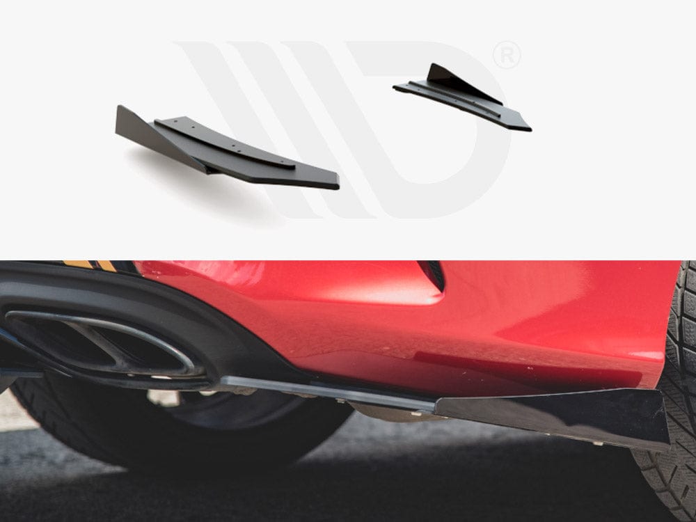 Maxton Design Black + Gloss Flaps Racing Durability Rear Side Splitters + Flaps Mercedes - AMG C43 Coupe C205 Maxton Design SR