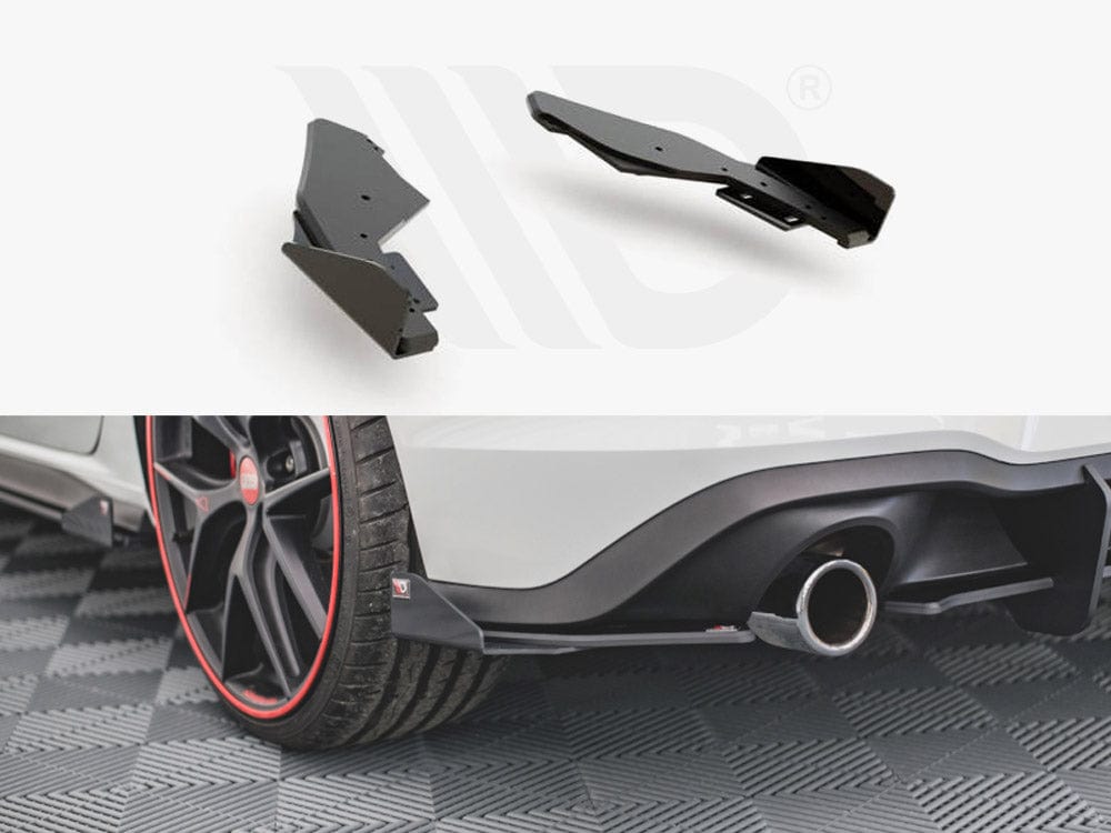 Maxton Design Black + Gloss Flaps Racing Durability Rear Side Splitters (+flaps) VW Golf 8 GTI 2020- Maxton Design SR