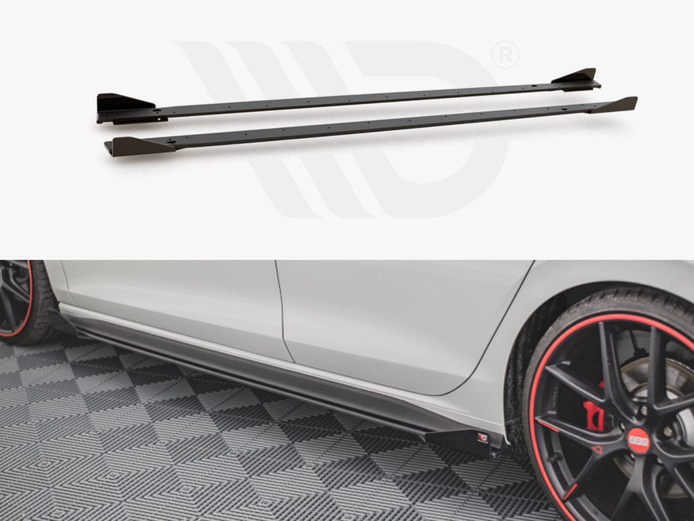 Maxton Design Black + Gloss Flaps Racing Durability Side Skirts Diffusers (+flaps) VW Golf 8 GTI / GTI Clubsport / R-line 2020- Maxton Design SR
