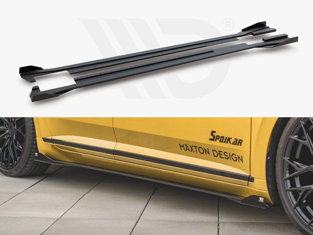 Maxton Design Black + Gloss Flaps Side Skirts Diffusers (+flaps) VW Arteon R-line 2017- Maxton Design SR