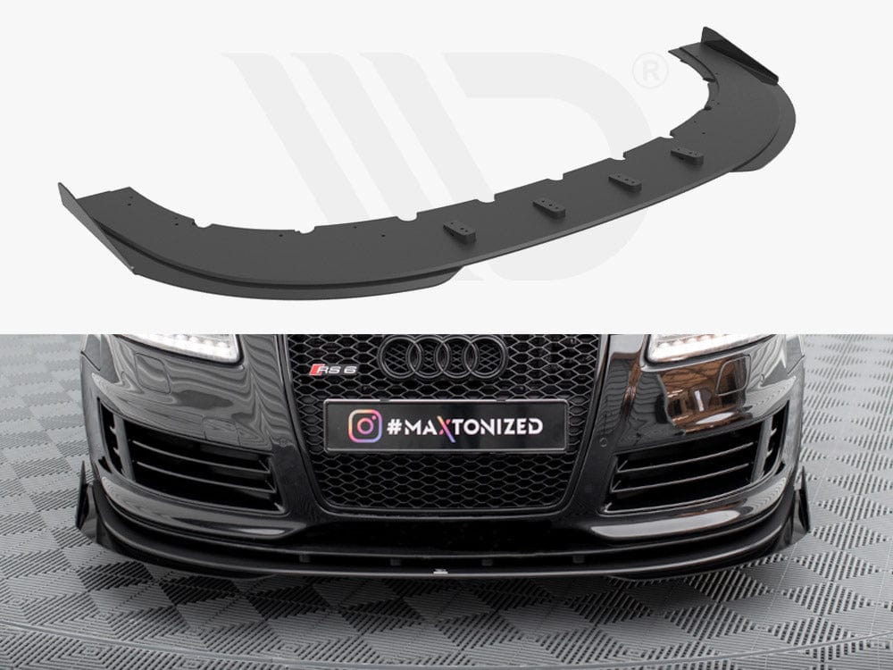 Maxton Design Black + Gloss Flaps Street PRO Front Splitter + Flaps Audi RS6 Avant C6 Maxton Design SR