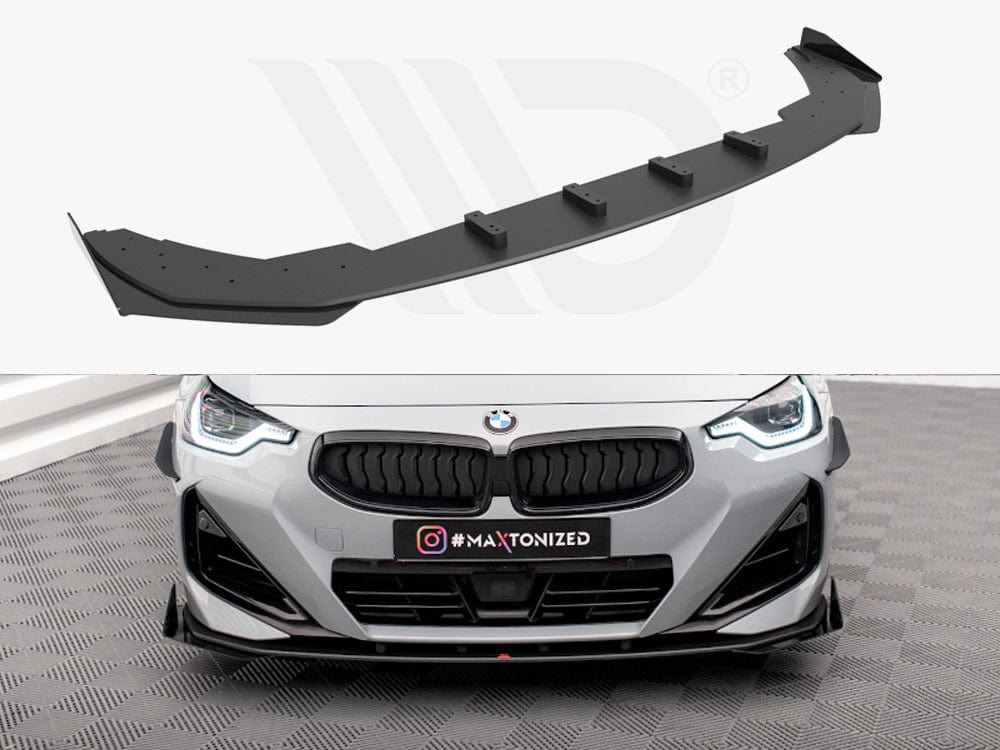 Maxton Design Black + Gloss Flaps Street PRO Front Splitter + Flaps BMW 2 Coupe M-Pack / M240i G42 Maxton Design SR
