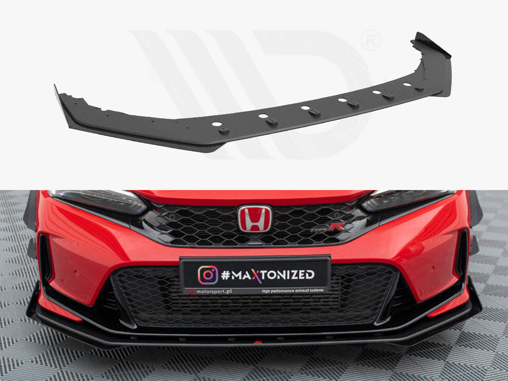 Maxton Design Black + Gloss Flaps Street PRO Front Splitter + Flaps Honda Civic Type-R Mk 11 Maxton Design SR