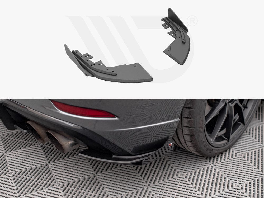 Maxton Design Black + Gloss Flaps Street PRO Rear Side Splitters (+flaps) Audi S3 Sportback 8V Facelift Maxton Design SR