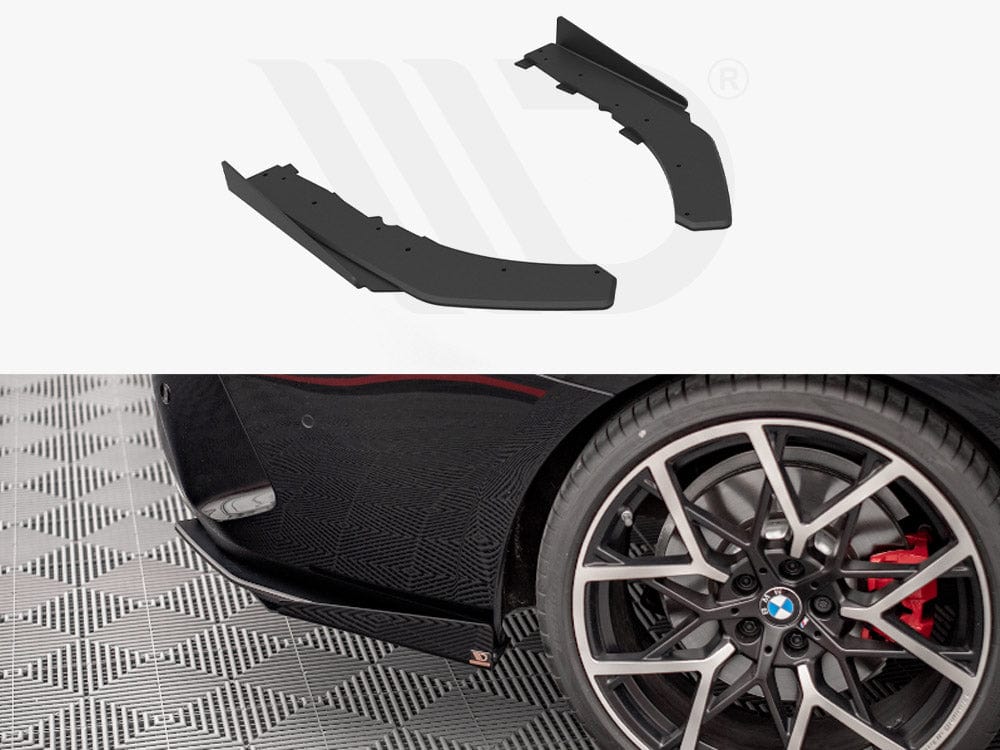 Maxton Design Black + Gloss Flaps Street Pro Rear Side Splitters + Flaps BMW 4 M-Pack G22 Maxton Design SR