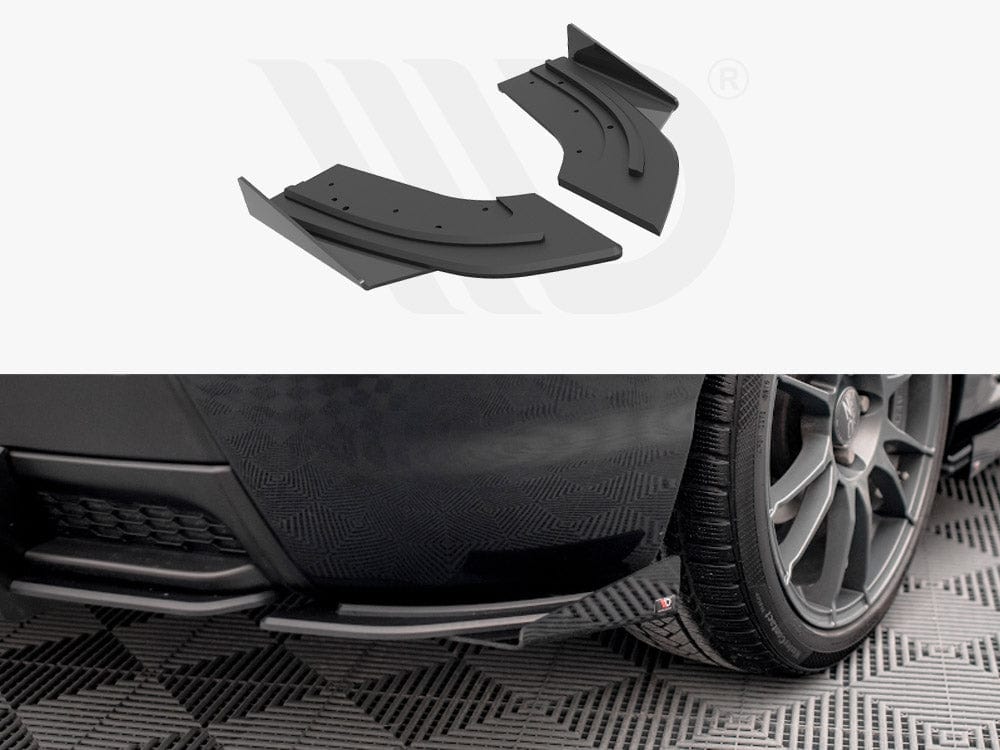 Maxton Design Black + Gloss Flaps Street PRO Rear Side Splitters (+flaps) Mazda 3 MPS MK1 2006-2008 Maxton Design SR