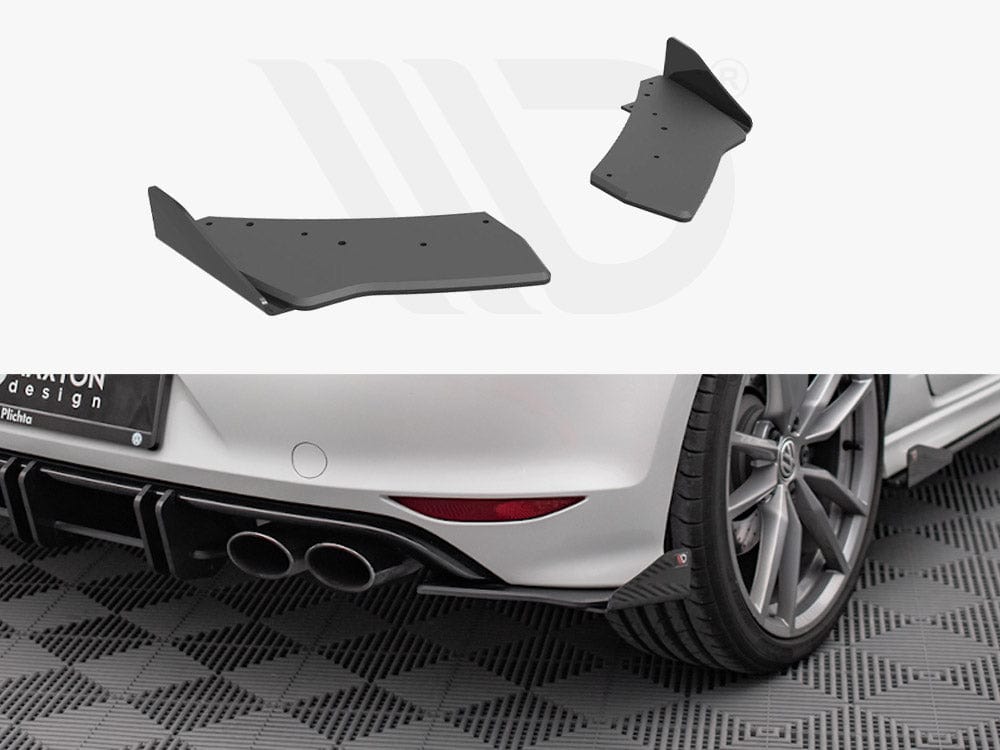 Maxton Design Black + Gloss Flaps Street PRO Rear Side Splitters (+flaps) VW Golf R MK7 2013-2016 Maxton Design SR