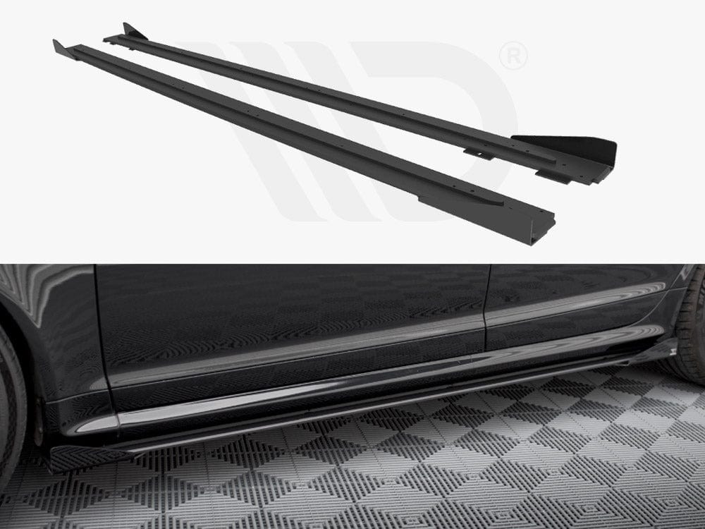 Maxton Design Black + Gloss Flaps Street PRO Side Skirts Diffusers + Flaps Audi RS6 Avant C6 Maxton Design SR