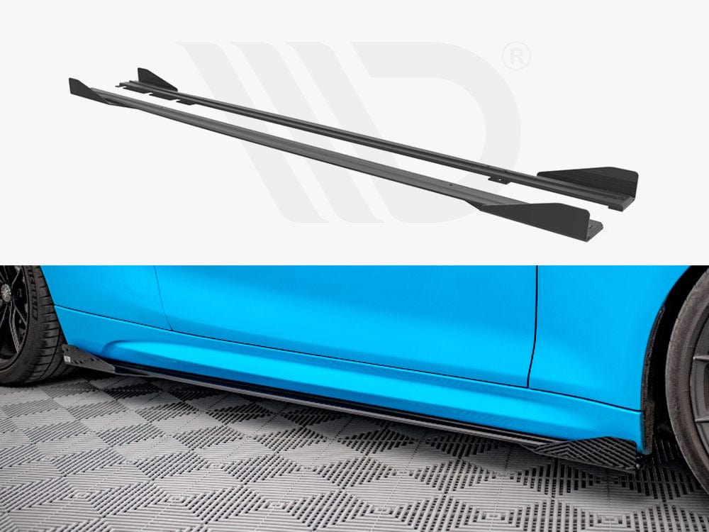 Maxton Design Black + Gloss Flaps Street PRO Side Skirts Diffusers (+flaps) Bmw M2 F87 2016-2020 Maxton Design SR