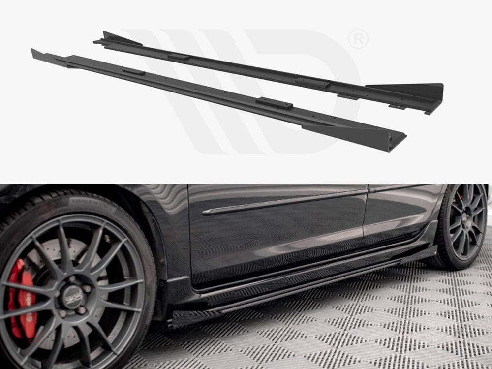 Maxton Design Black + Gloss Flaps Street PRO Side Skirts Diffusers (+flaps) Mazda 3 MPS MK1 2006-2008 Maxton Design SR