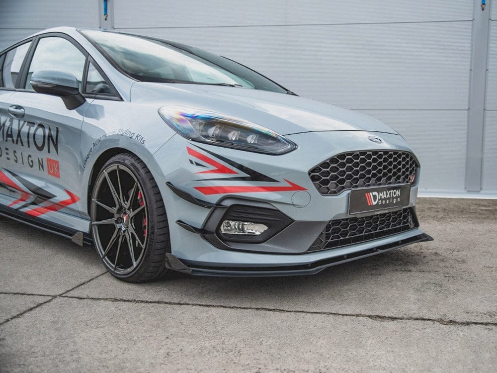 Maxton Design Black-Red + Gloss Flaps Front Splitter (+flaps) Ford Fiesta MK8 ST/ ST Line 2017- Maxton Design SR