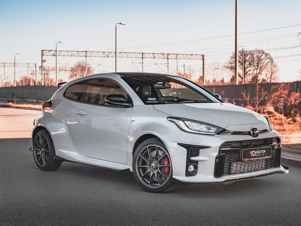 Maxton Design Black-Red + Gloss Flaps Racing Durability Front Splitter + Flaps Toyota GR Yaris Mk4 2020- Maxton Design SR