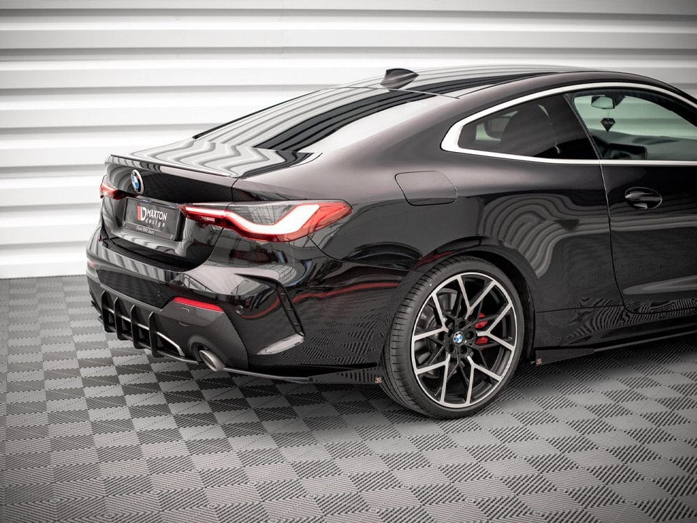 Maxton Design Black-Red + Gloss Flaps Street Pro Rear Side Splitters + Flaps BMW 4 M-Pack G22 Maxton Design SR