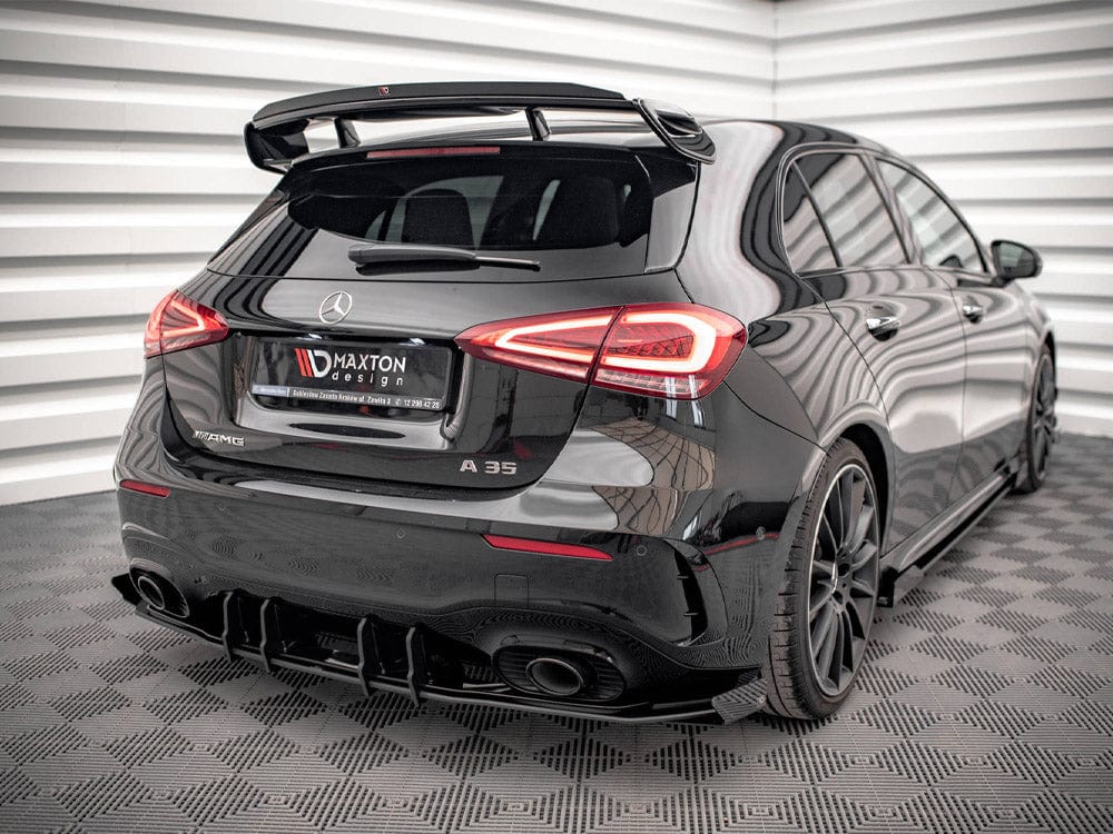 Maxton Design Black-Red + Gloss Flaps Street PRO Rear Valance + Flaps Mercedes A35 AMG Hatchback Aero Pack W177 Maxton Design SR