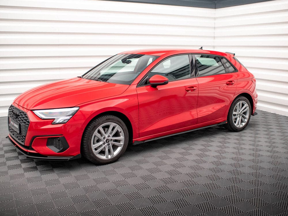 Maxton Design Black-Red + Gloss Flaps Street PRO Side Skirts Diffusers + Flaps Audi A3 8Y Maxton Design SR