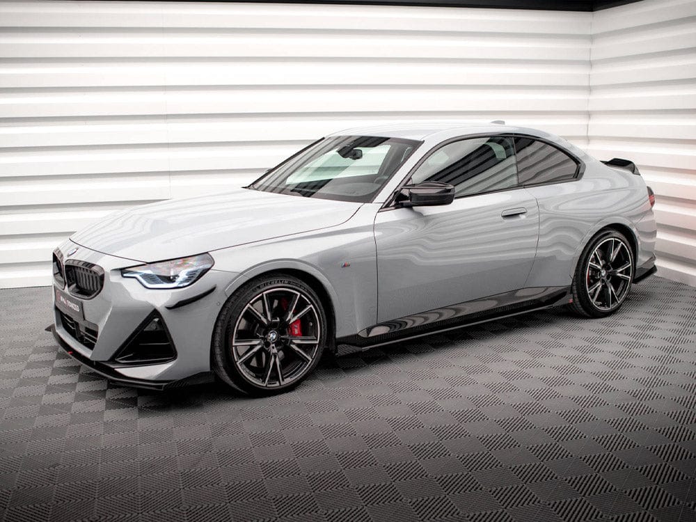 Maxton Design Black-Red + Gloss Flaps Street PRO Side Skirts Diffusers + Flaps BMW 2 Coupe M-Pack / M240i G42 Maxton Design SR