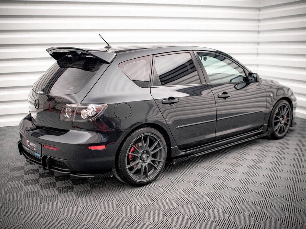Maxton Design Black-Red + Gloss Flaps Street PRO Side Skirts Diffusers (+flaps) Mazda 3 MPS MK1 2006-2008 Maxton Design SR
