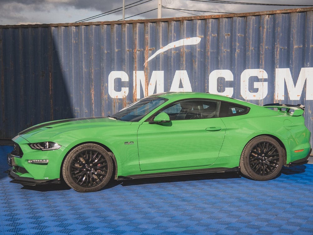 Maxton Design Black-Red + Gloss Flaps Street PRO Side Skirts Diffusers V.1 (+flaps) Ford Mustang GT MK6 Facelift 2017- Maxton Design SR