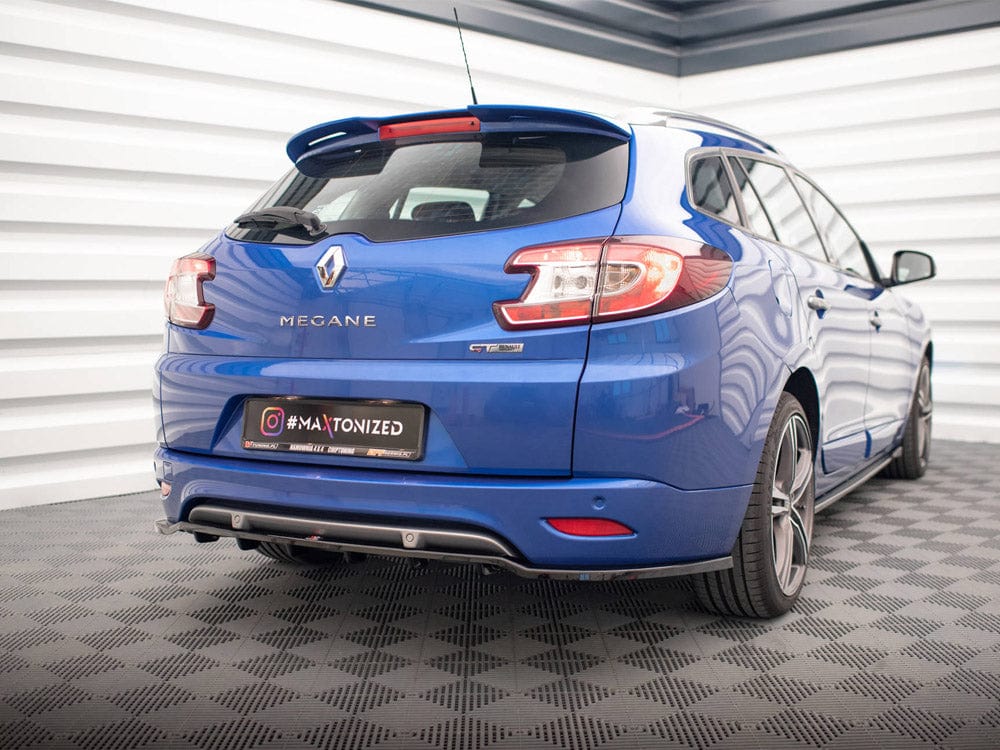 Maxton Design Carbon Look / Yellow Central Rear Splitter (Vertical Bars) Renault Megane GT Line Grandtour Mk3 Facelift Maxton Design SR