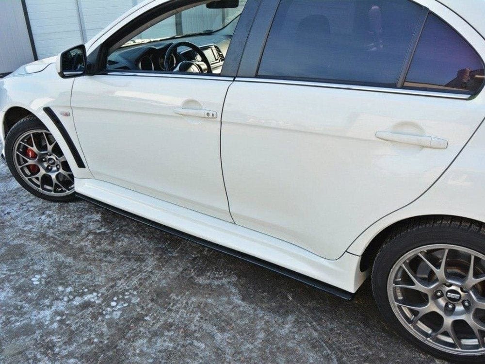 Maxton Design Carbon Look / Yellow Side Skirts Diffusers Mitsubishi Lancer EVO X US Version 2007-2015 Maxton Design SR
