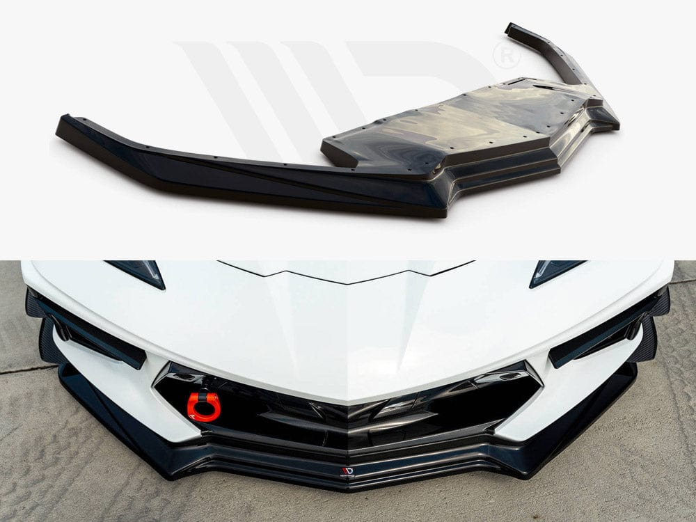 Maxton Design Gloss Black Front Splitter Chevrolet Corvette C8 2020- Maxton Design SR