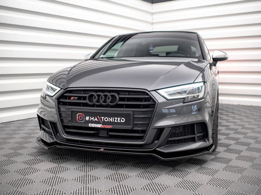 Maxton Design Gloss Black Front Splitter V.2 Audi S3 / A3 S-Line Sportback 8V Facelift Maxton Design SR