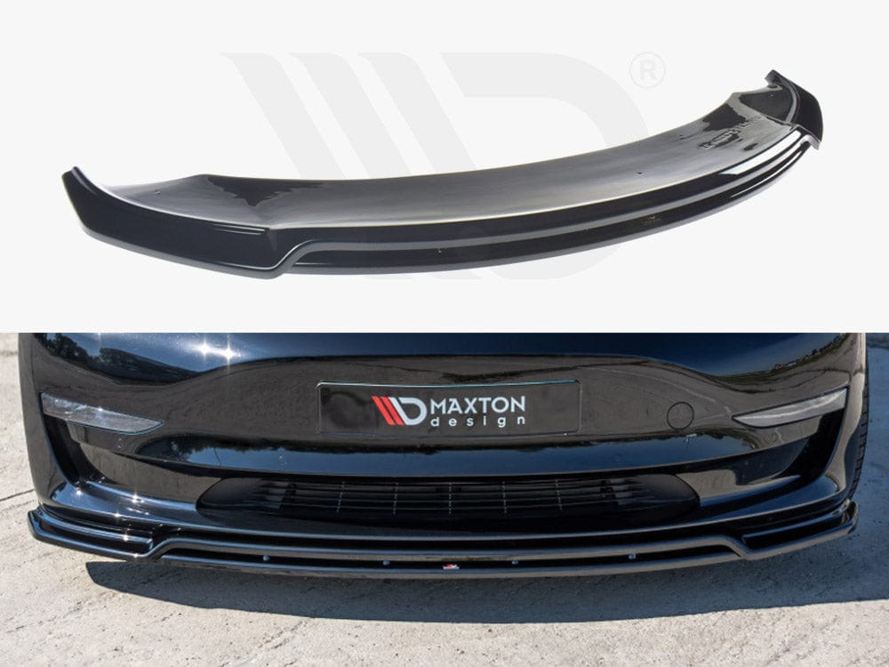 Maxton Design Gloss Black Front Splitter V.2 Tesla Model 3 2017- Maxton Design SR