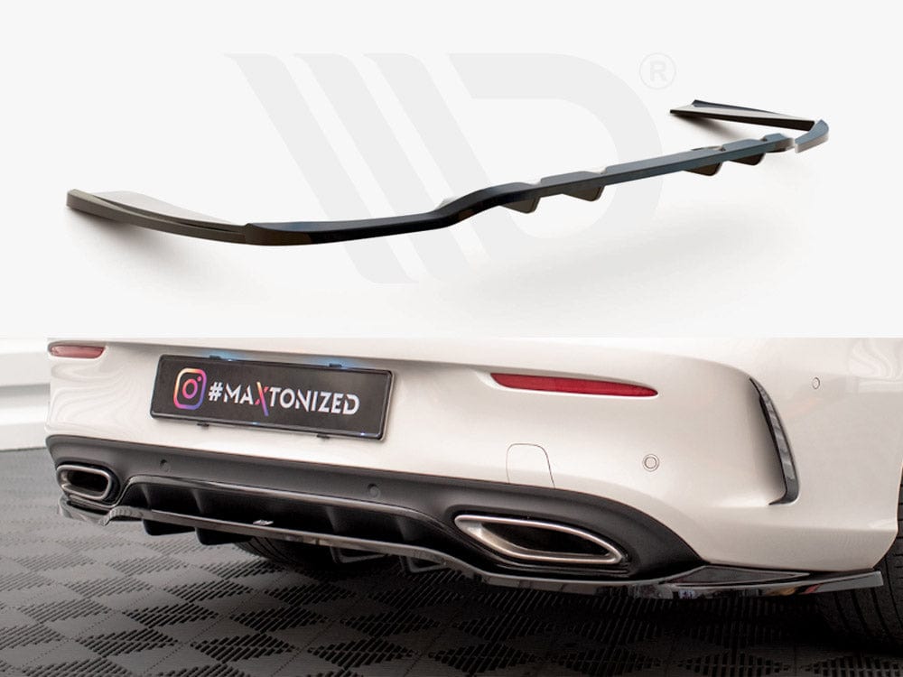 Maxton Design Gloss Black / No Central Rear Splitter (Vertical Bars) Mercedes C Coupe AMG-Line C205 Facelift Maxton Design SR