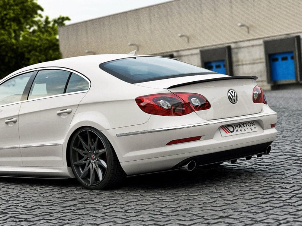 Maxton Design Gloss Black / No Central Rear Splitter VW Passat CC R36 Rline (Preface) (With Vertical Bars) Maxton Design SR