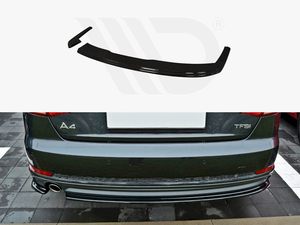 Maxton Design Gloss Black Rear Splitter Audi A4 B9 S-Line Sedan Maxton Design SR