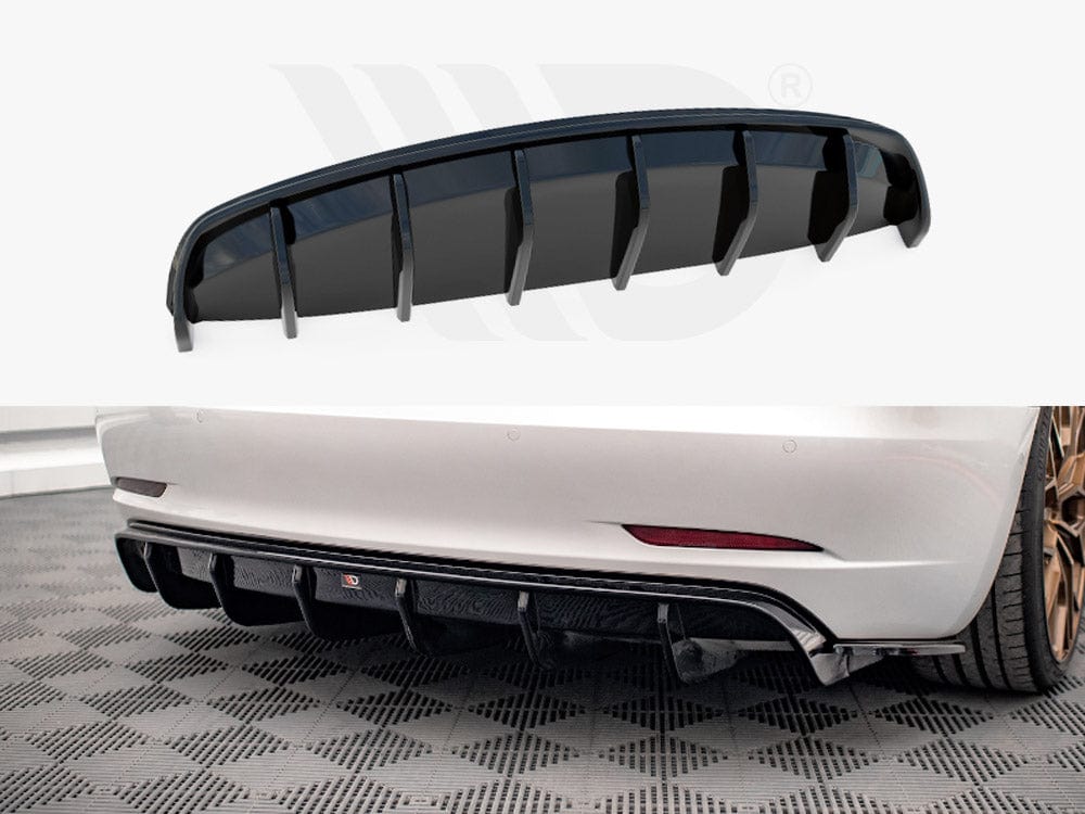 Maxton Design Gloss Black Rear Valance V.2 Tesla Model 3 2017- Maxton Design SR