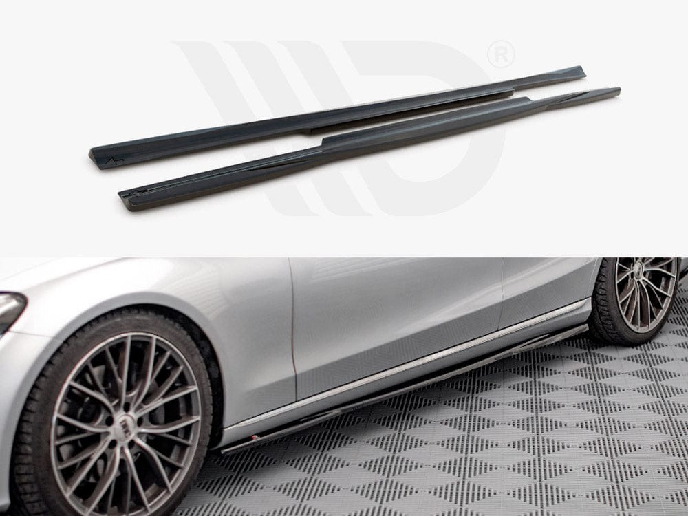 Maxton Design Gloss Black Side Skirts Diffusers Mercedes C W205 2014-2018 Maxton Design SR
