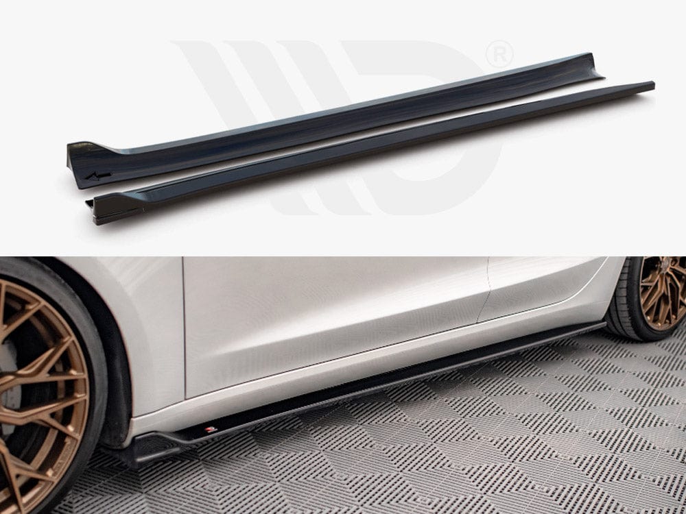 Maxton Design Gloss Black Side Skirts Diffusers V.2 Tesla Model 3 2017- Maxton Design SR