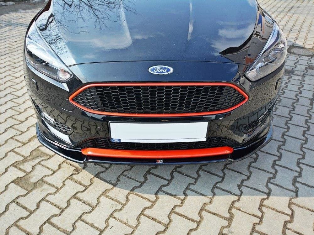 Maxton Design Gloss Black / White Front Splitter V.2 Ford Focus 3 St-line (Facelift) 2015-2018 Maxton Design SR