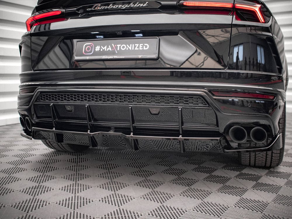 Maxton Design Gloss Black / Yellow Central Rear Splitter (Vertical Bars) Lamborghini URUS MK1 Maxton Design SR