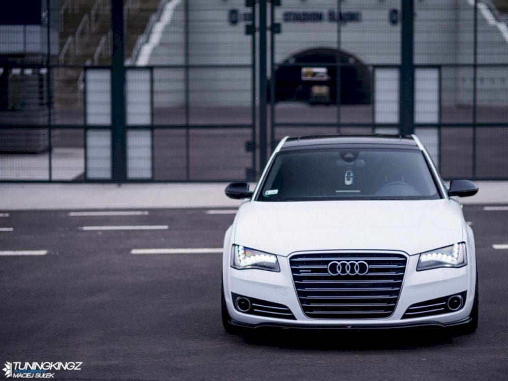 Maxton Design Gloss Black / Yellow Front Splitter Audi A8 D4 2009-2013 Maxton Design SR