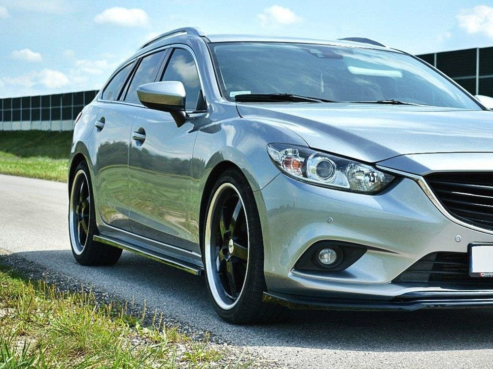 Maxton Design Gloss Black / Yellow Side Skirts Diffusers Mazda 6 Estate GJ Mk3 Maxton Design SR