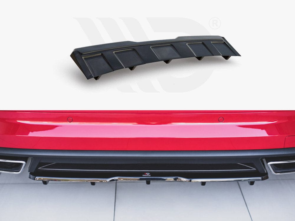 Maxton Design Textured Central Rear Splitter (W/ Vertical Bars) Skoda Kodiaq VRS 2019- Maxton Design SR