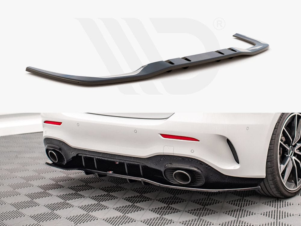 Maxton Design Textured / No Central Rear Splitter V.1 (Vertical Bars) Mercedes A 35 AMG Sedan V177 Maxton Design SR