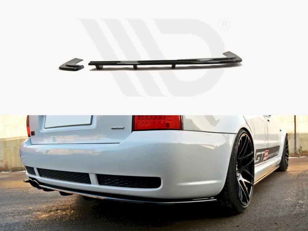 Maxton Design Textured / White Rear Splitter Audi RS4 B5 (With A Vertical BAR) Maxton Design SR