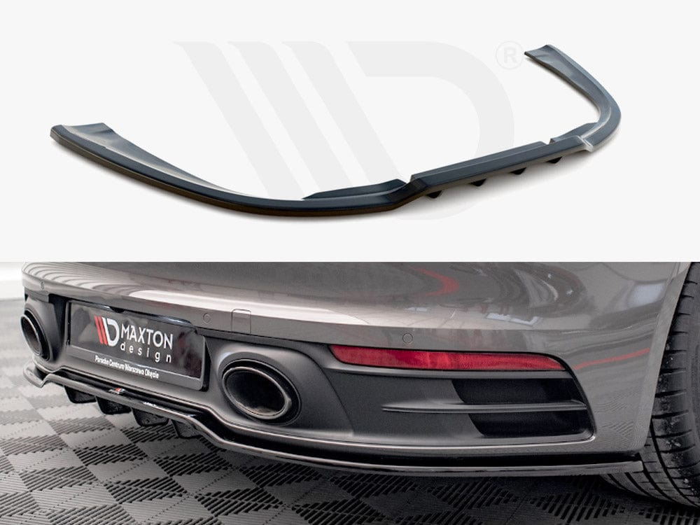 Maxton Design Textured / Yellow Central Rear Splitter (Vertical Bars) Porsche 911 Carrera 4S 992 2019- Maxton Design SR