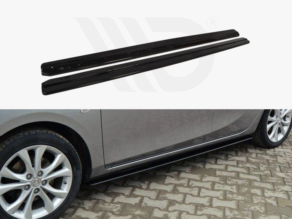 Maxton Design Textured / Yellow Side Skirts Diffusers Mazda 3 MK2 Sport (Preface) Maxton Design SR
