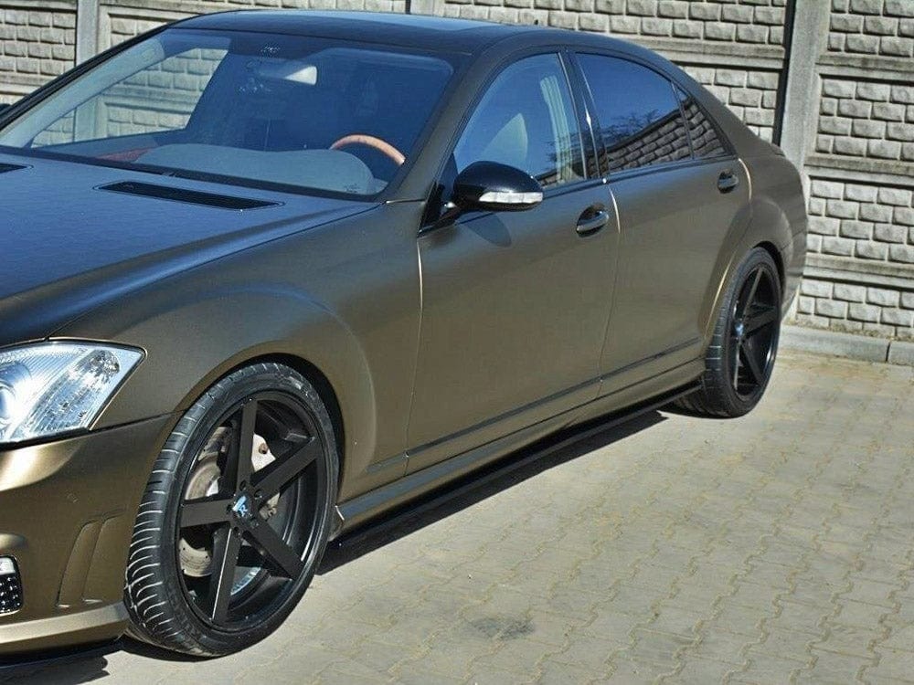 Maxton Design Textured / Yellow Side Skirts Diffusers Mercedes S-class W221 AMG LWB Maxton Design SR