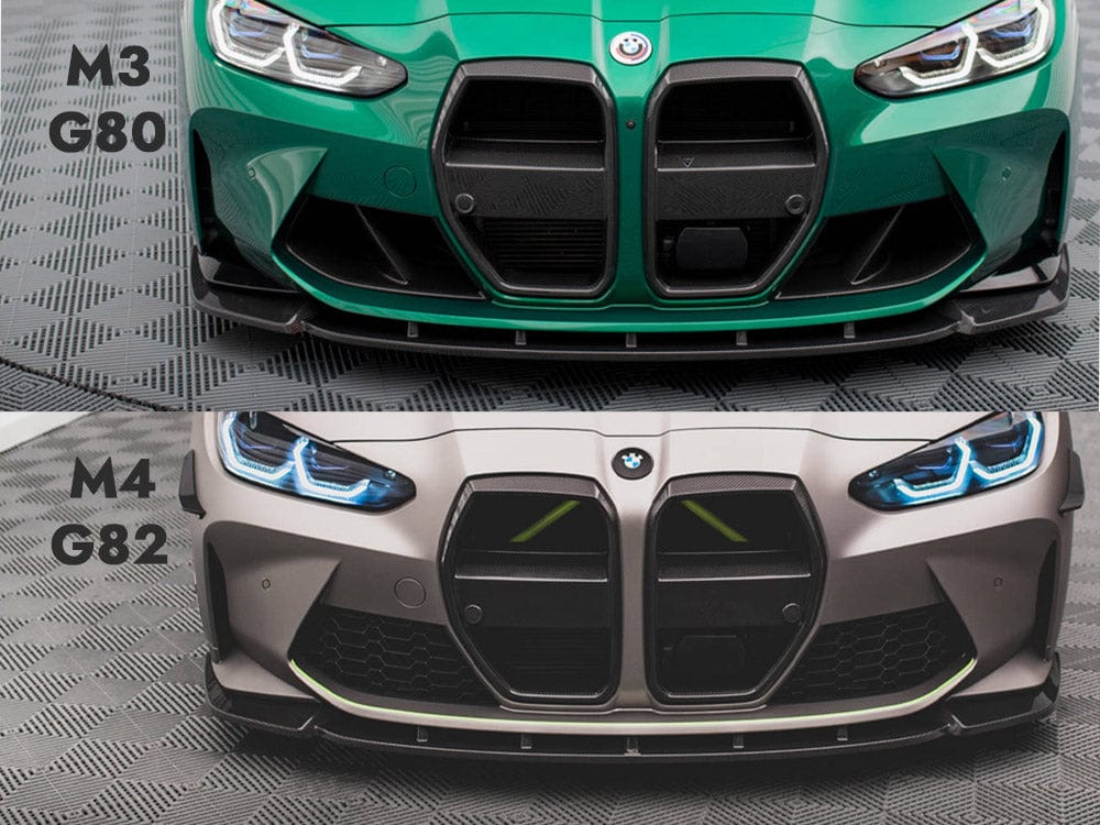 Maxton Design WITH Carbon Fiber Front Grill + License Plate Holder Base BMW M4 G82 / M3 G80 Maxton Design SR