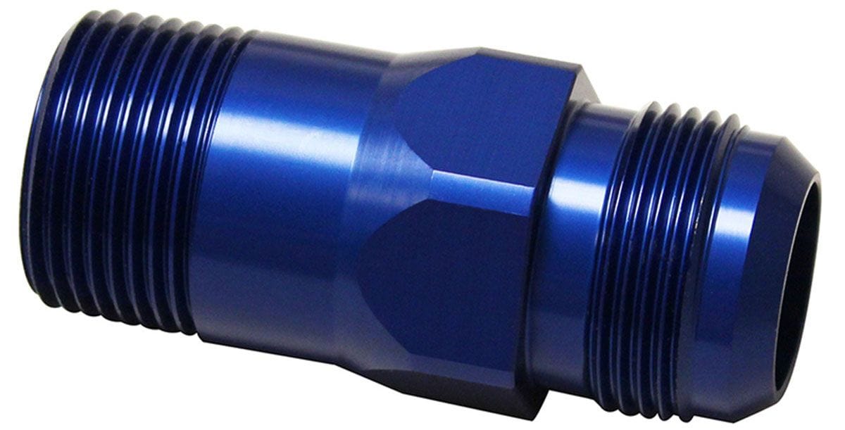 MEZIERE 1" NPT Male To #16AN hose connection, blue Finish Meziere Inlet fitting, for 100 series electric water pumps MZWP1016B SR