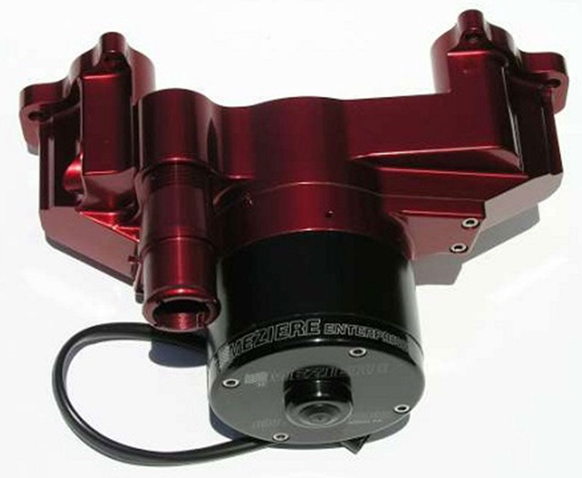 MEZIERE 35GPM, standard motor Meziere GM LS1 thru LS8 Electric Water Pump, Red Finish MZWP119R SR