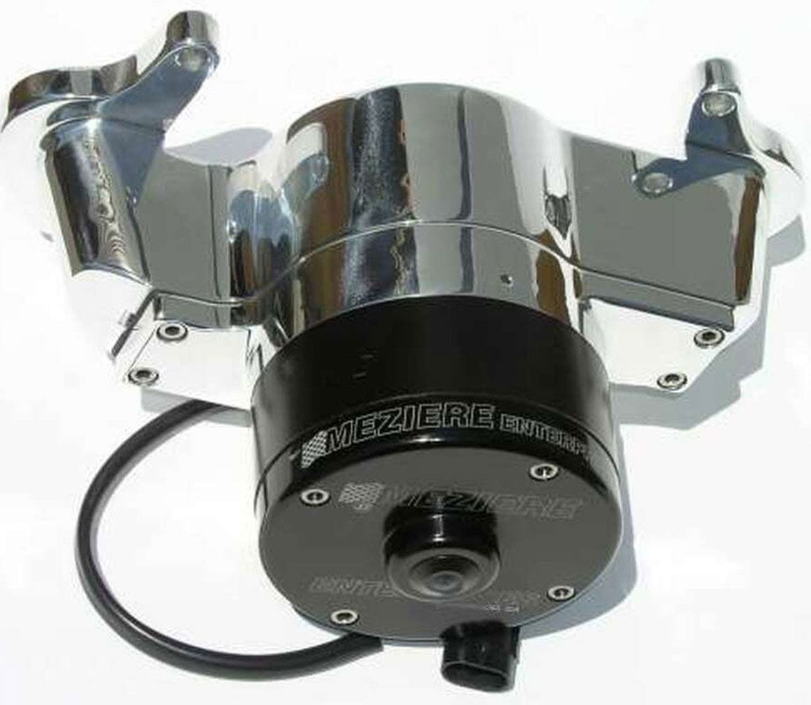MEZIERE 35GPM, standard motor Meziere Small Block Chrysler Electric Water Pump, Polished Finish MZWP114U SR