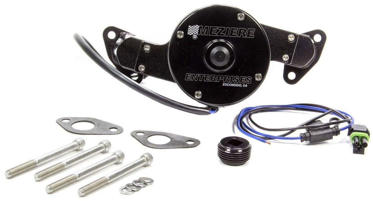 MEZIERE 35GPM, standard motor Meziere Small Block Ford Electric Water Pump, Black Finish MZWP111S SR