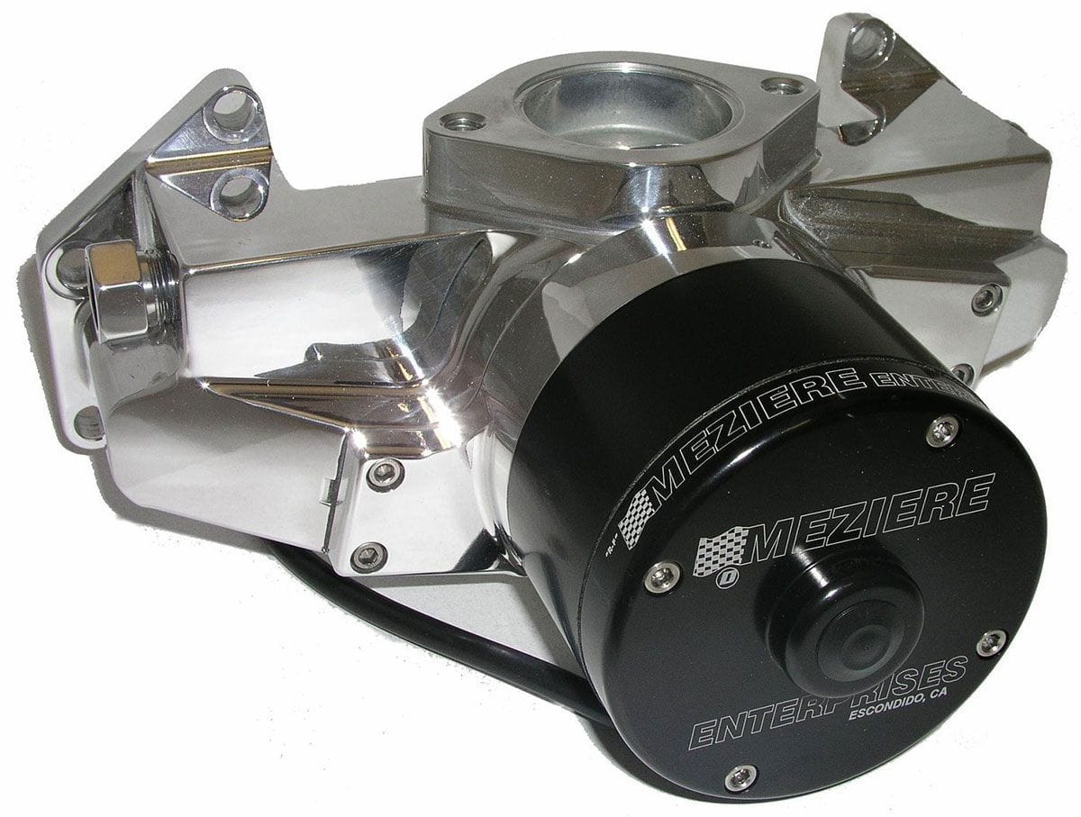 MEZIERE 42GPM, heavy duty motor Meziere Big Block Chrysler Electric Water Pump, Polished Finish MZWP106UHD SR
